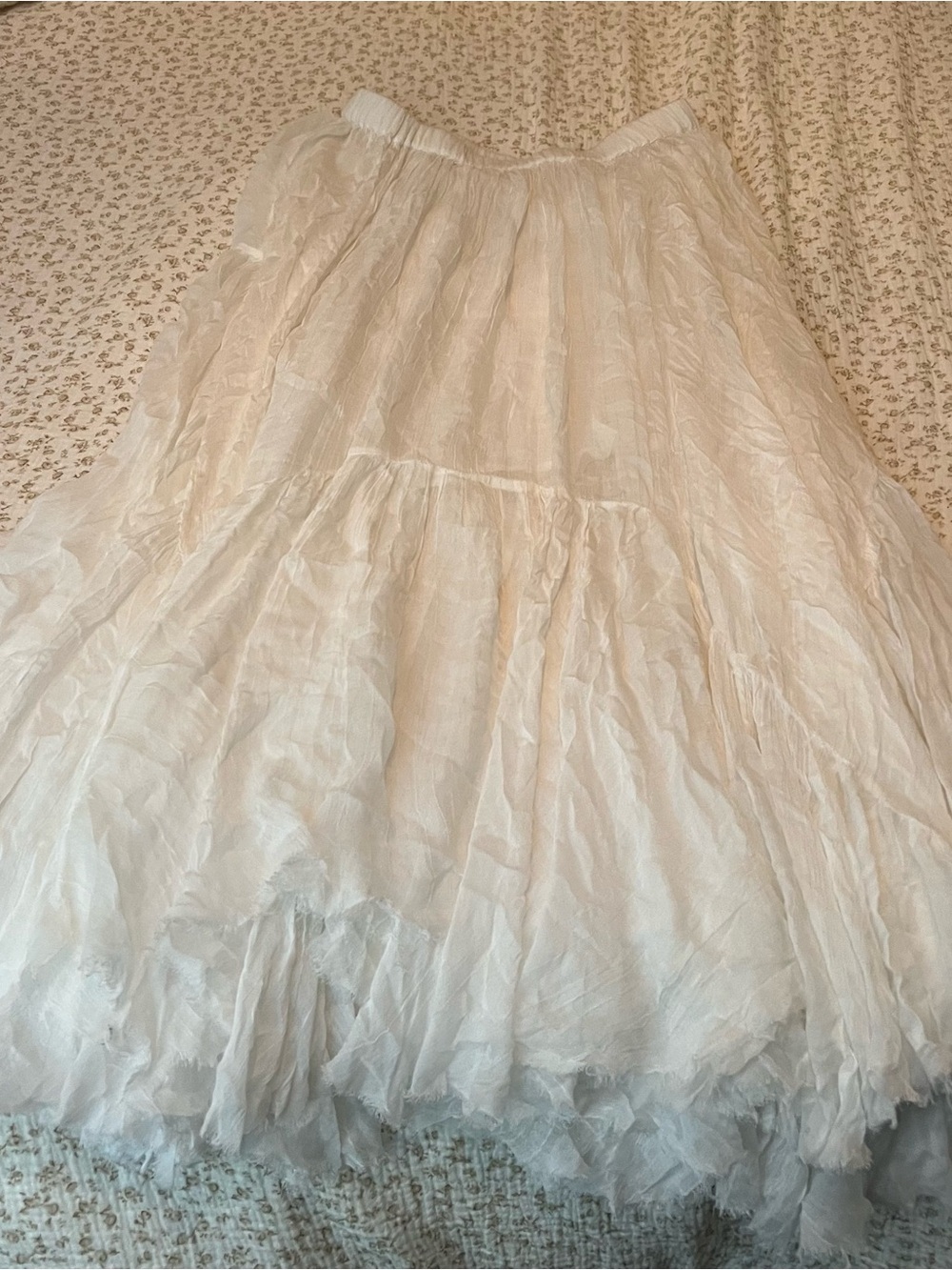 Free People Cream Maxi Tiered Skirt